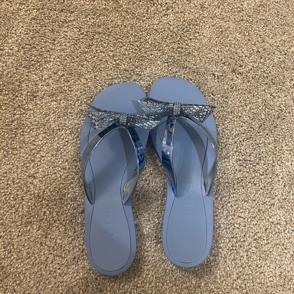 Guess Blue Sandals with Glitter Bow